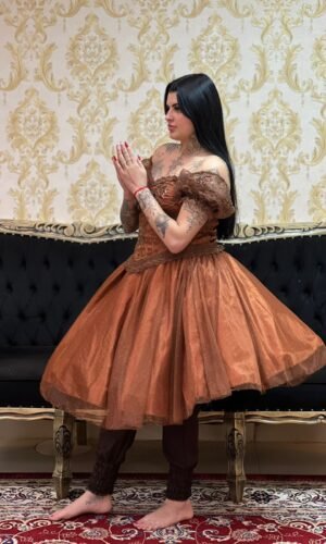 Saia Brilho Curta Marrom 911