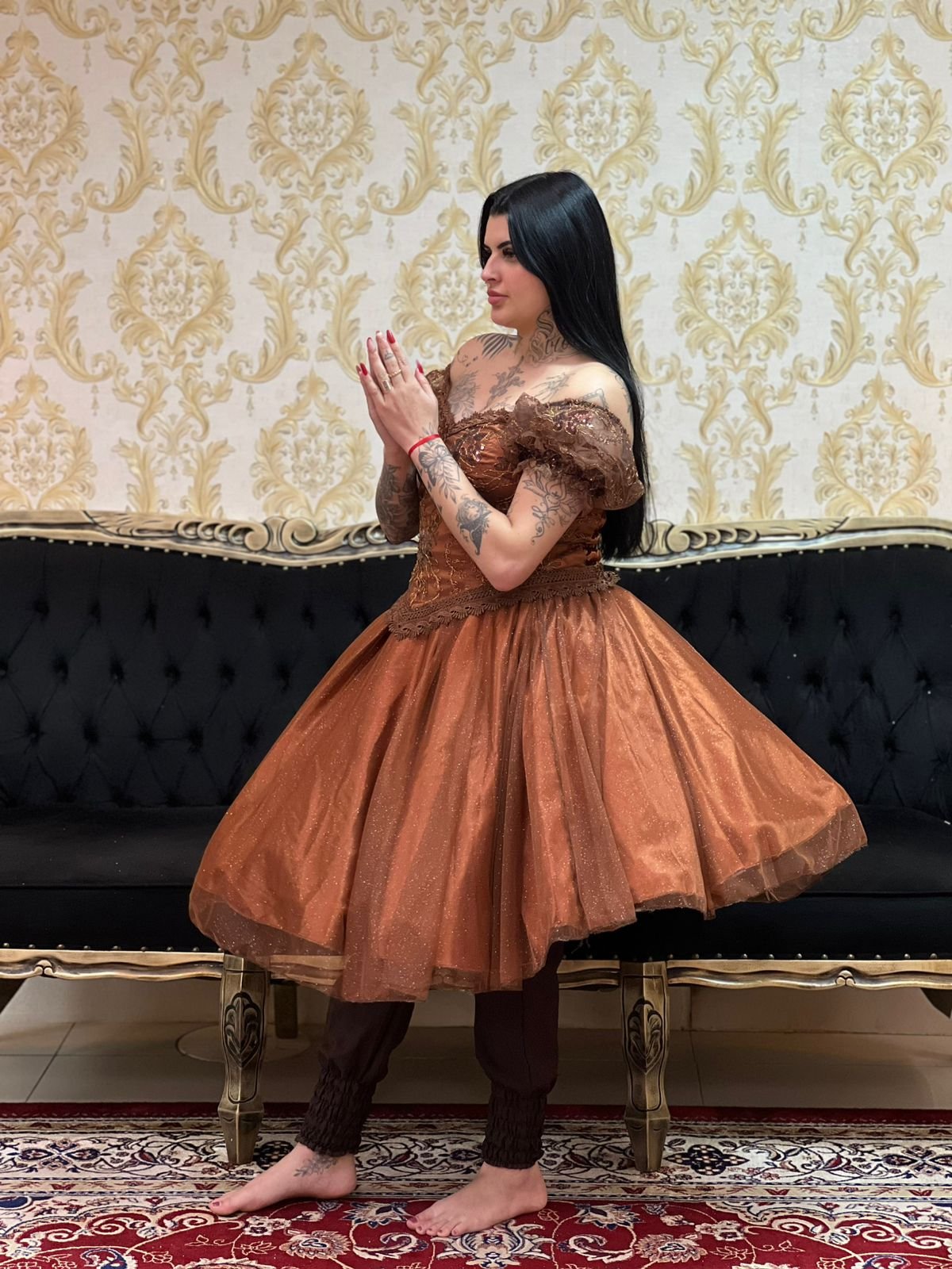 Saia Brilho Curta Marrom 911