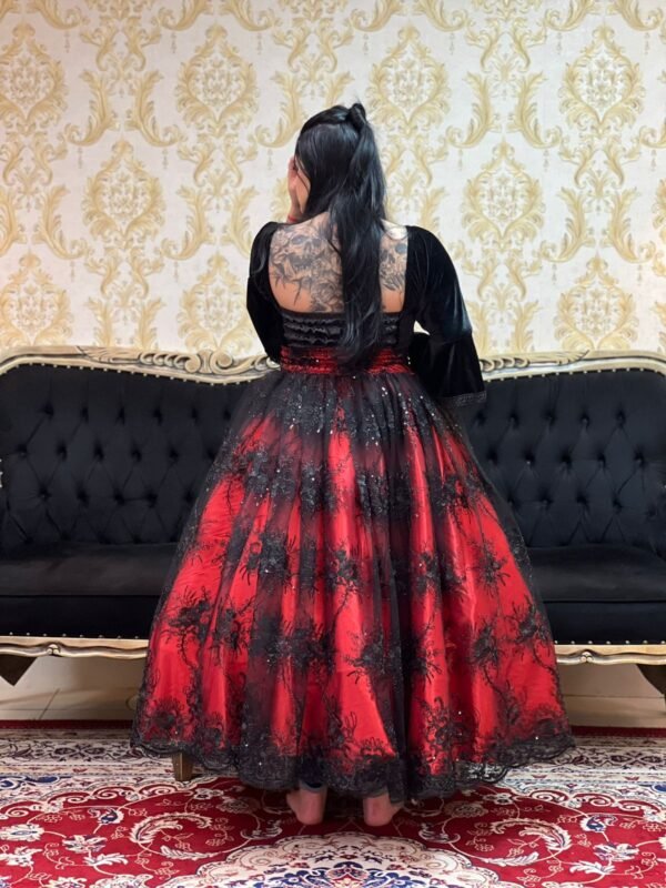 Saia Bordada Longa Verm/Preto 2160 - Imagem 4