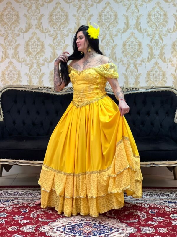 Saia 2 Babados Renda Amarelo 8303 - Imagem 2