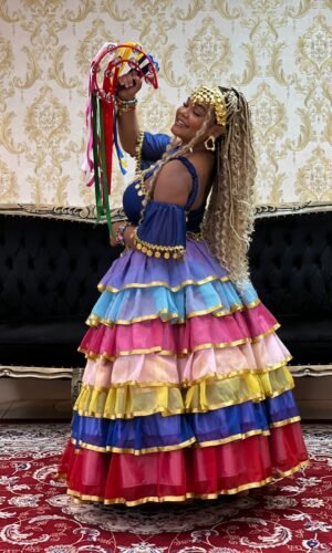 Saia 7 Babados Voal/Fitas Colorido 8710