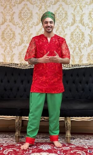 Calça Guipir Verde/Verm 607