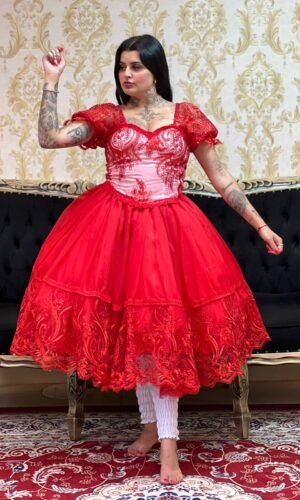 Corpete Bordado Branco/Verm 102