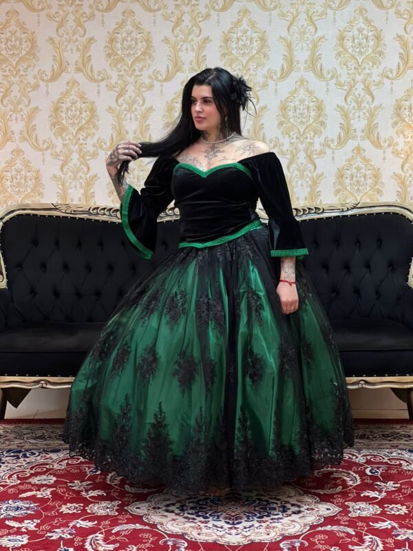 Corpete Veludo Preto/Verde 265
