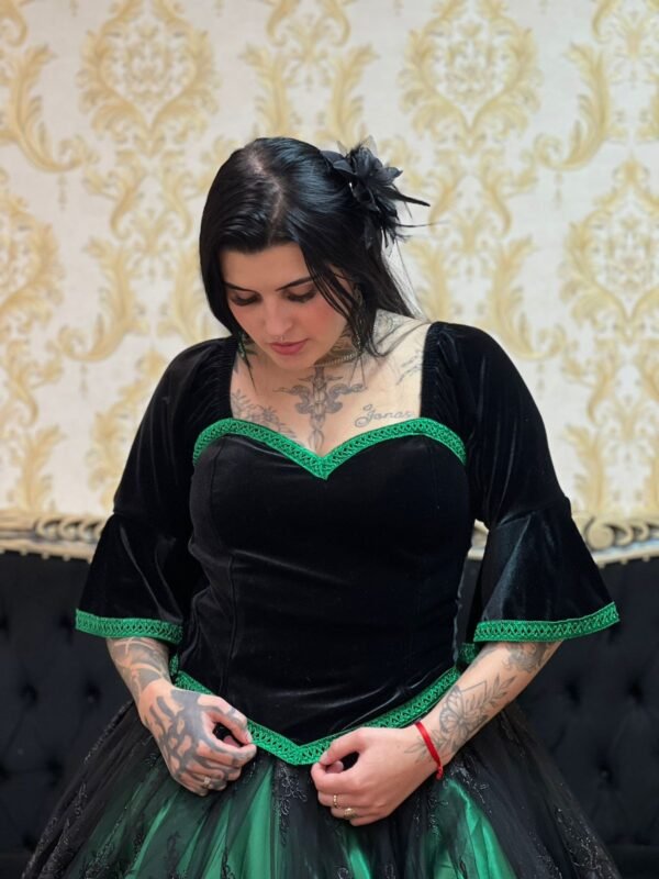 Corpete Veludo Preto/Verde 265 - Imagem 3