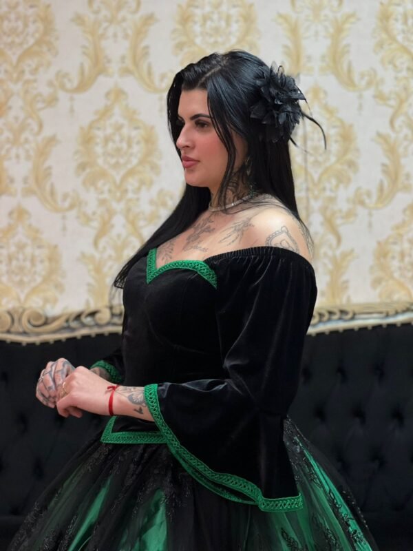Corpete Veludo Preto/Verde 265 - Imagem 4