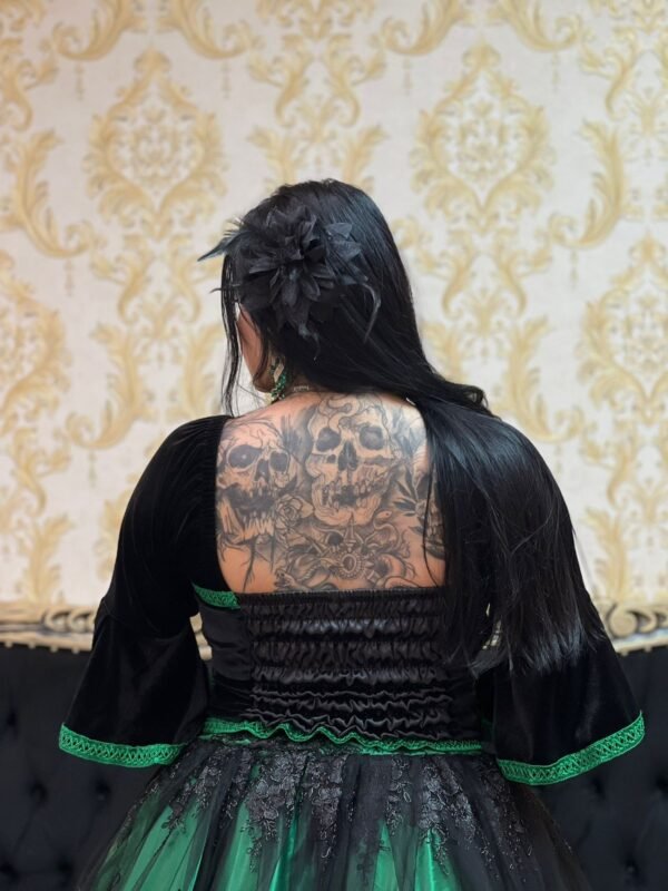 Corpete Veludo Preto/Verde 265 - Imagem 5