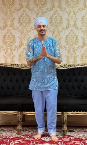 Kafta Bordada Slim Azul 412