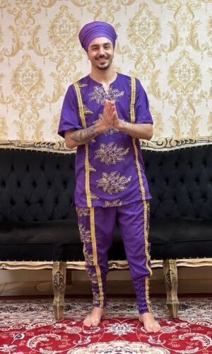 Kafta Bordada Roxo/Dourado 508