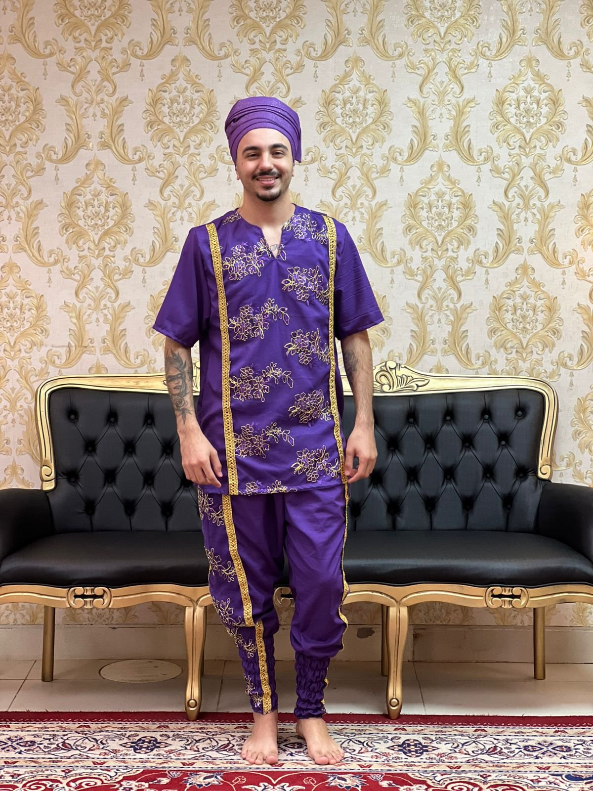 Kafta Bordada Roxo/Dourado 508