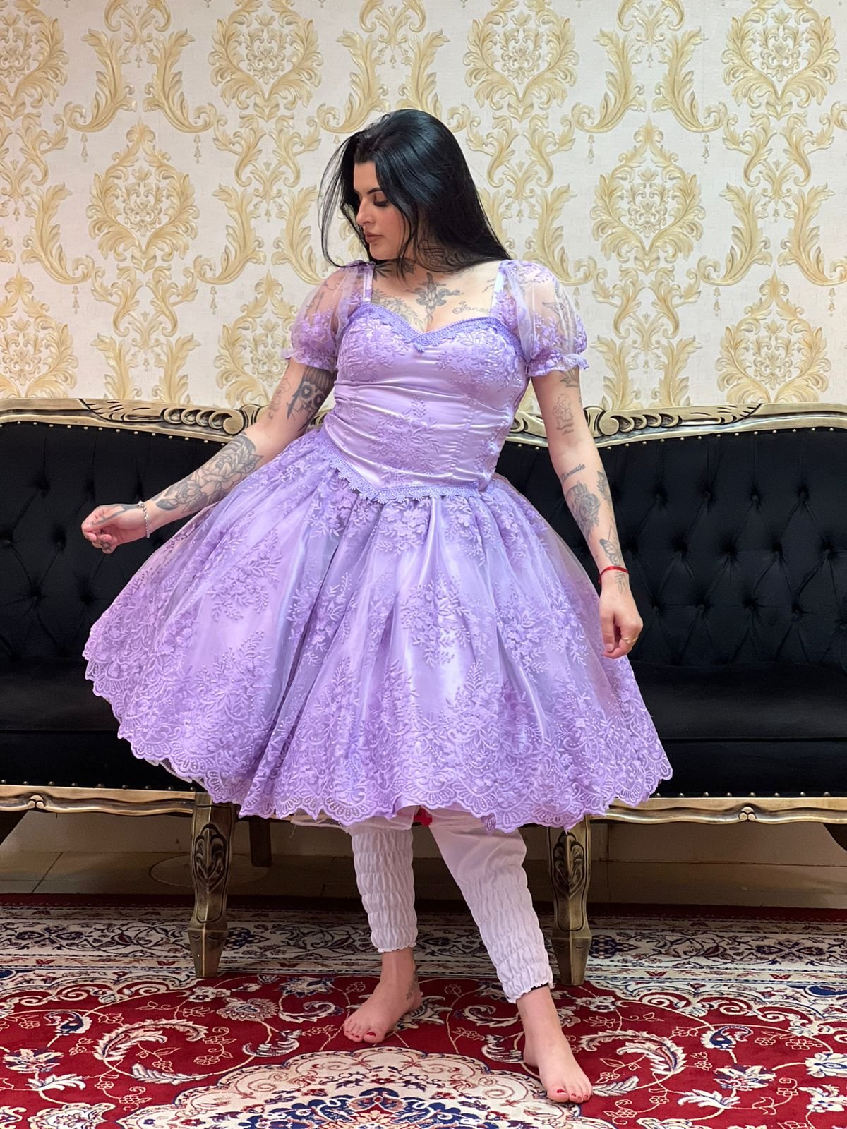 Saia Bordada Curta Lilas 503