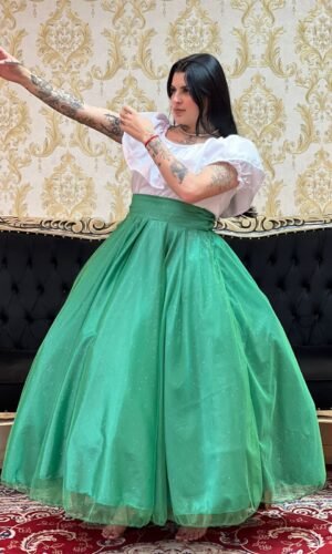 Saia Brilho Longa Verde 610