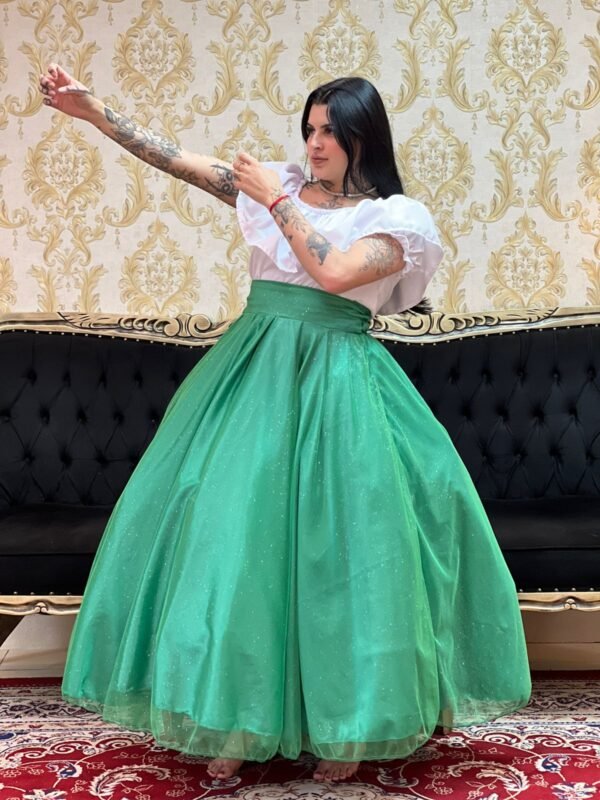 Saia Brilho Longa Verde 610