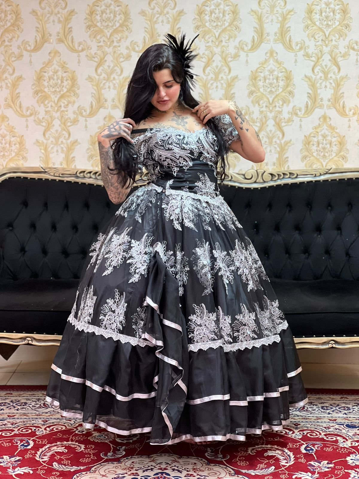 Saia Cabaré Preto/Prata 2075