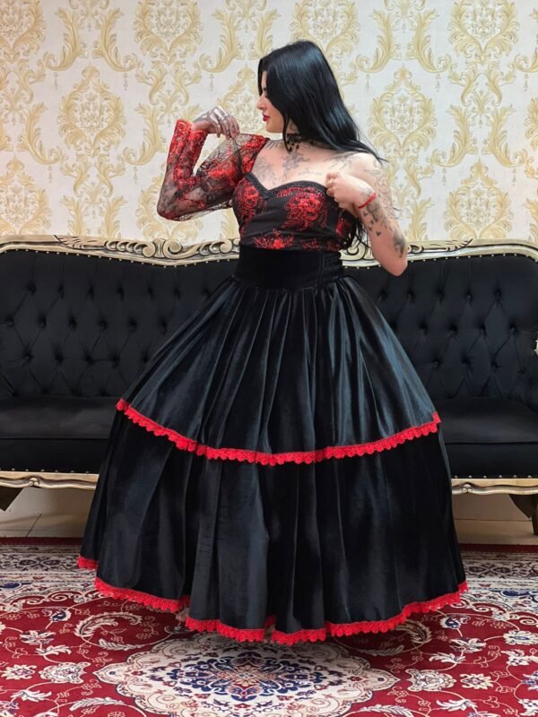 Saia Veludo Preto/Verm 2101 - Imagem 2