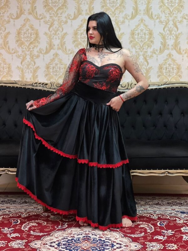 Saia Veludo Preto/Verm 2101 - Imagem 3