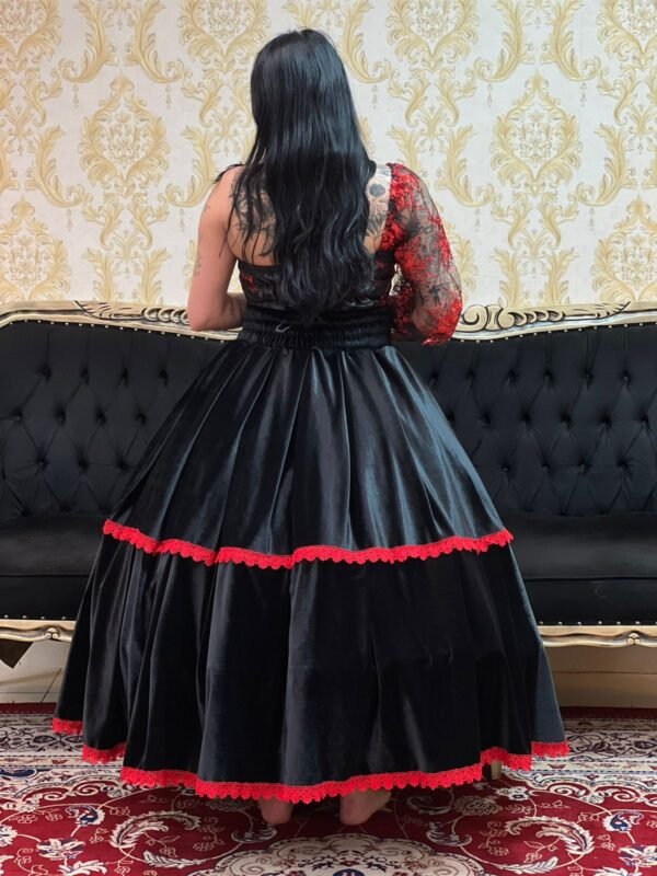 Saia Veludo Preto/Verm 2101 - Imagem 4