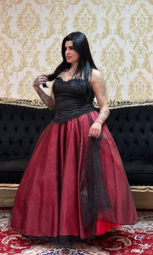 Saia Brilho Longa Verm/Pto 2153