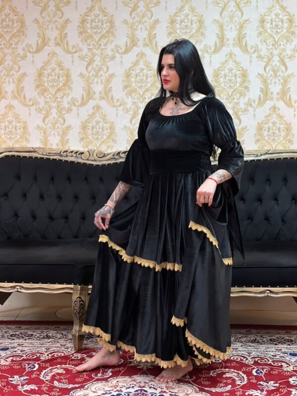 Saia Veludo Preto/Dourado 2308 - Imagem 3