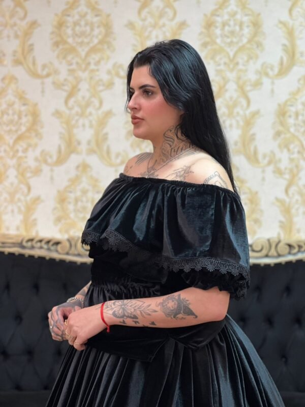 Blusa Babado Veludo Preto 242 - Imagem 4
