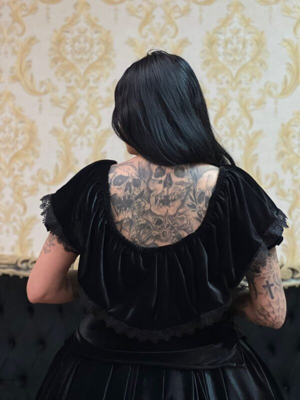 Blusa Babado Veludo Preto 242 - Imagem 3