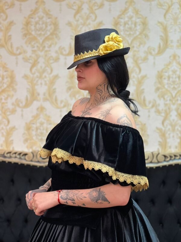 Blusa Babado Veludo Pt/Dou 243 - Imagem 4
