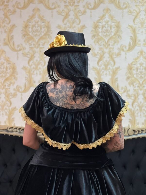 Blusa Babado Veludo Pt/Dou 243 - Imagem 3