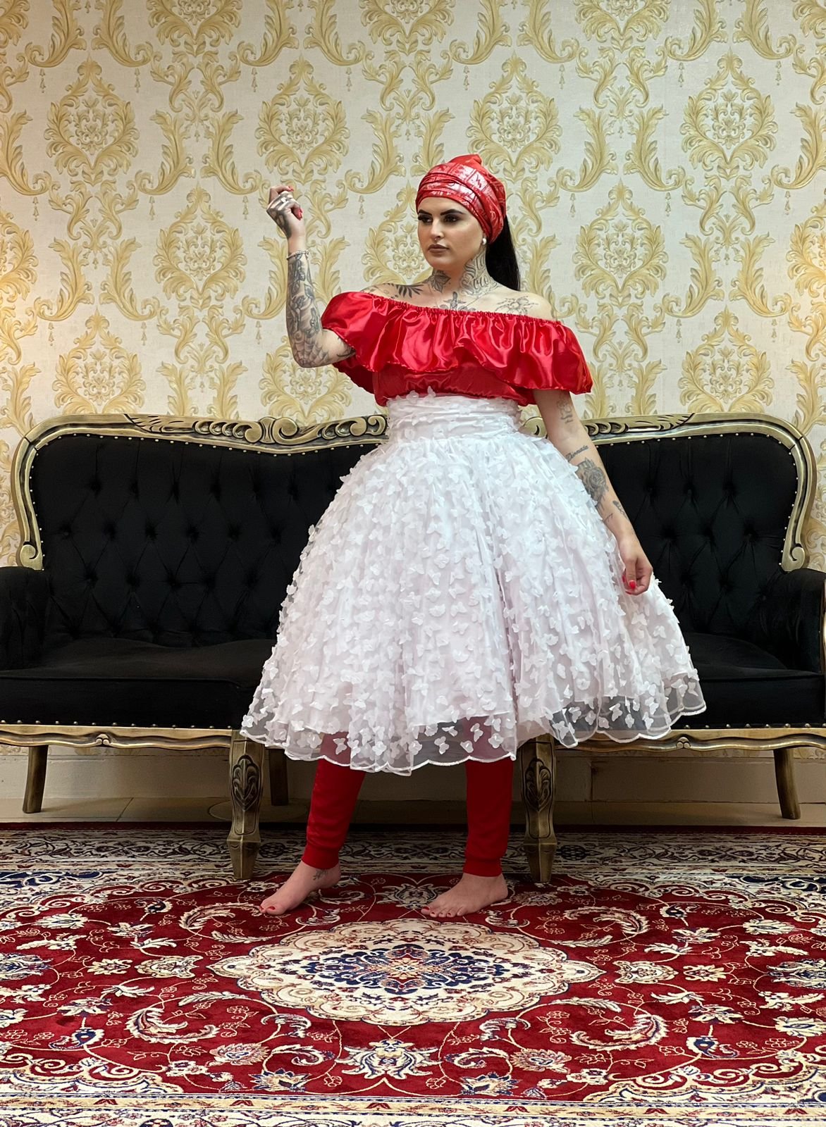 Saia Borboleta Curta Branca 016