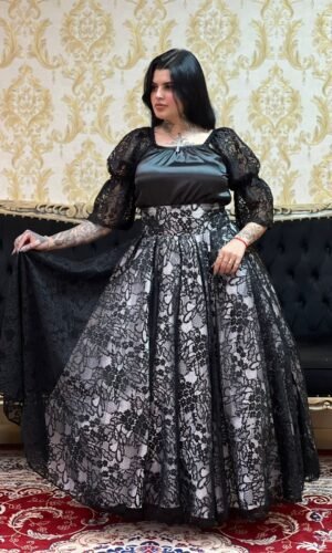 Saia Renda Longa Preto/Branco 2027