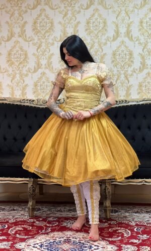 Saia Brilho Curta Dourado 352