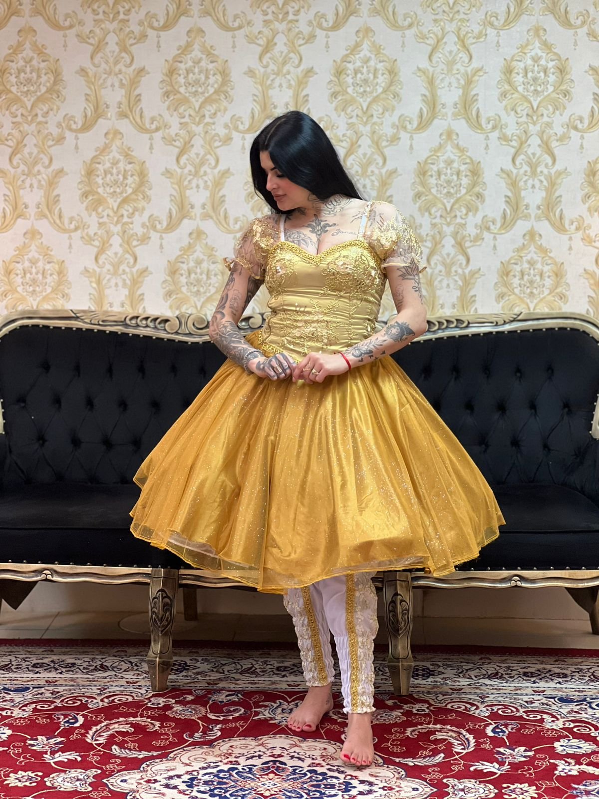 Saia Brilho Curta Dourado 352