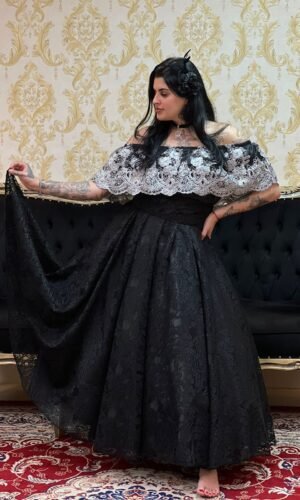 Saia Renda Longa Preta 2222