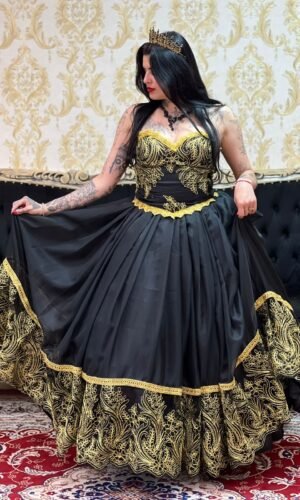 Saia 1 babado Voal/Tule Pto/Dou 2302