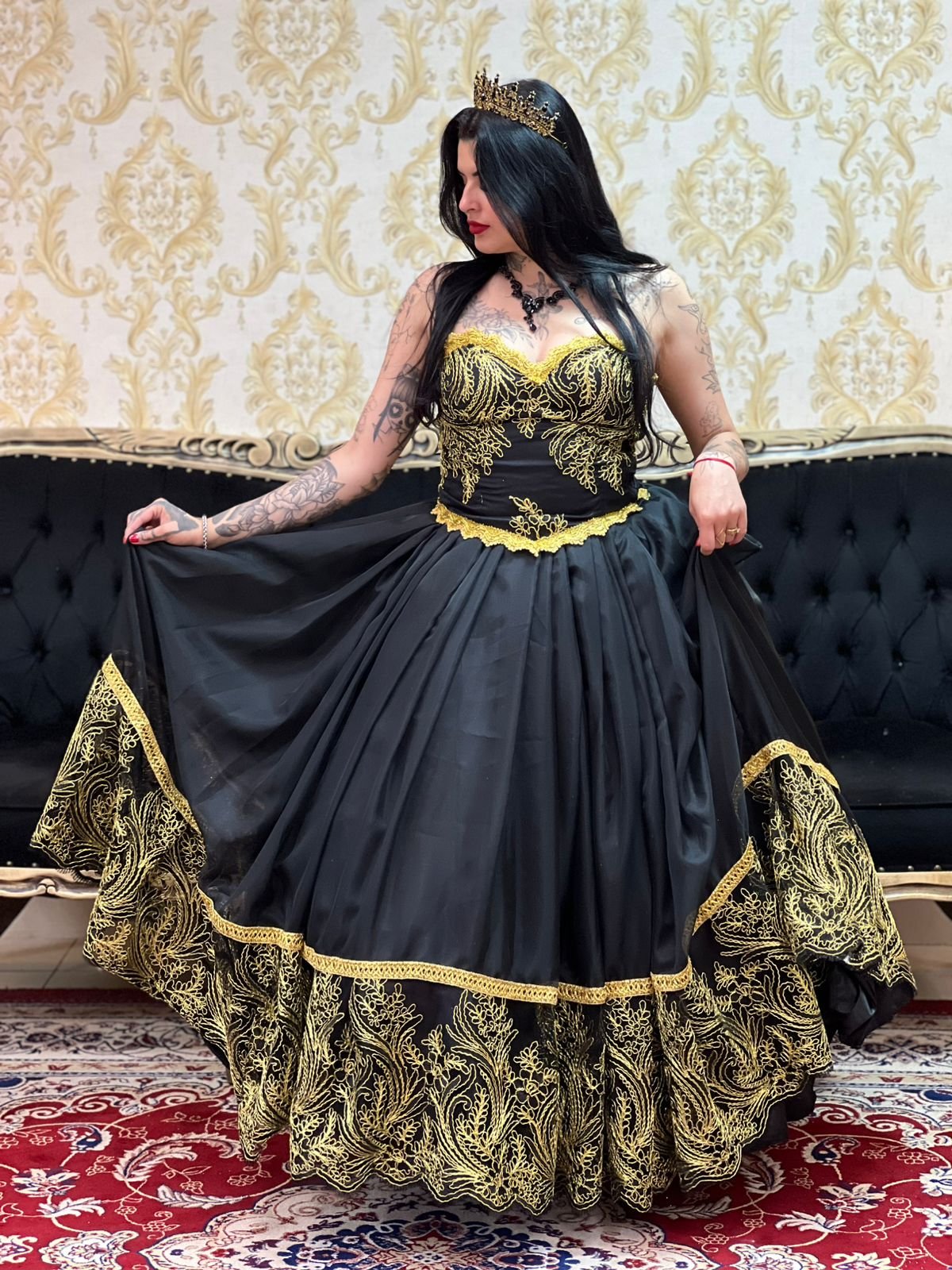 Saia 1 babado Voal/Tule Pto/Dou 2302