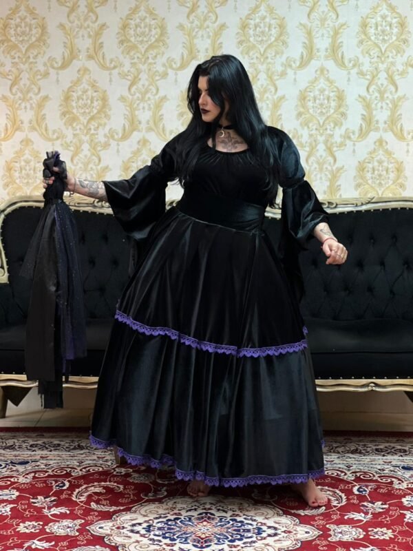 Saia Veludo Preto/Roxo 2501