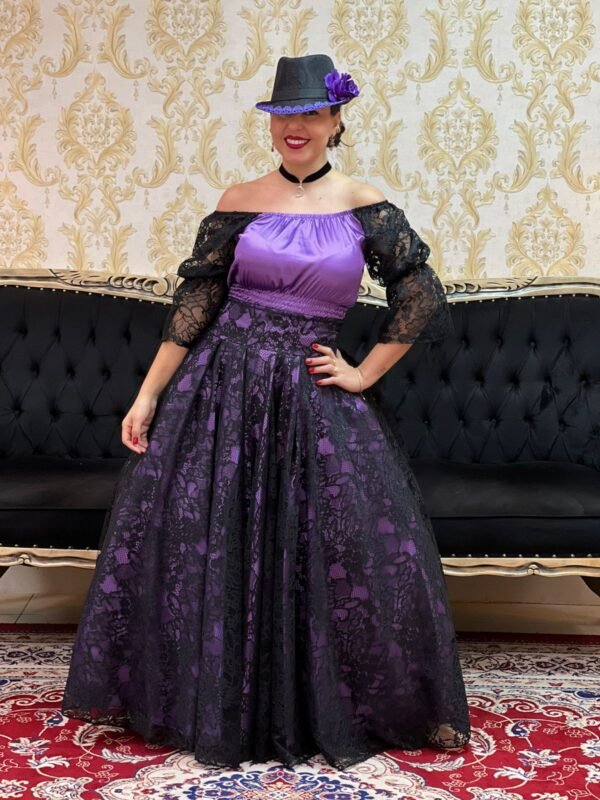 Saia Renda Longa Preto/Roxo 2525
