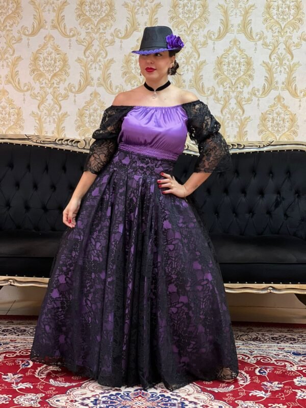 Saia Renda Longa Preto/Roxo 2525 - Imagem 2