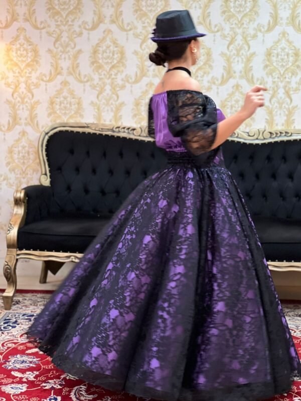 Saia Renda Longa Preto/Roxo 2525 - Imagem 3