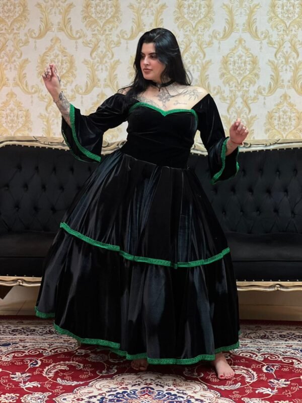 Saia Veludo Preto/Verde 2608 - Imagem 2