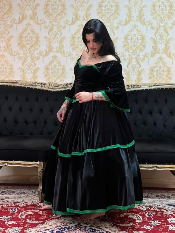 Saia Veludo Preto/Verde 2608 - Imagem 5