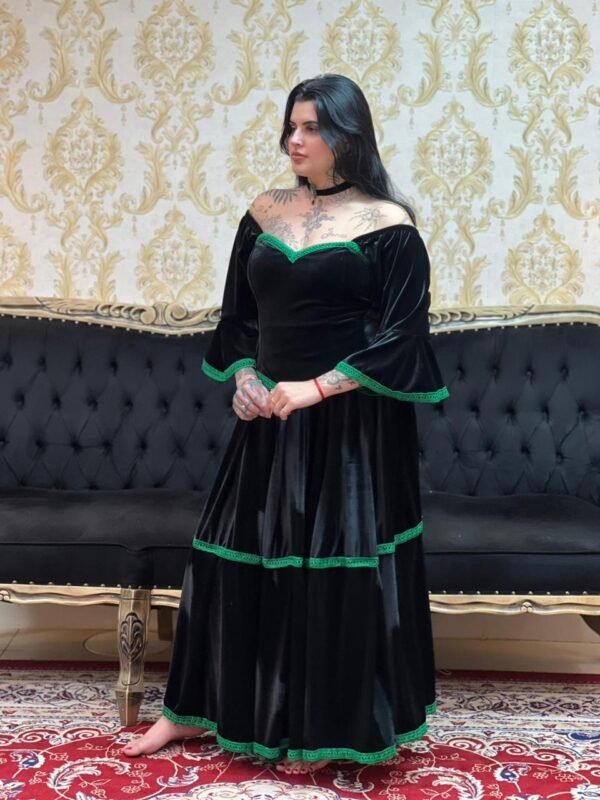 Saia Veludo Preto/Verde 2608 - Imagem 4