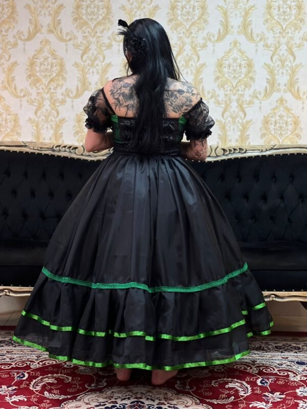 Saia 2 Babados Voal Preto/Verde 2609 - Imagem 4