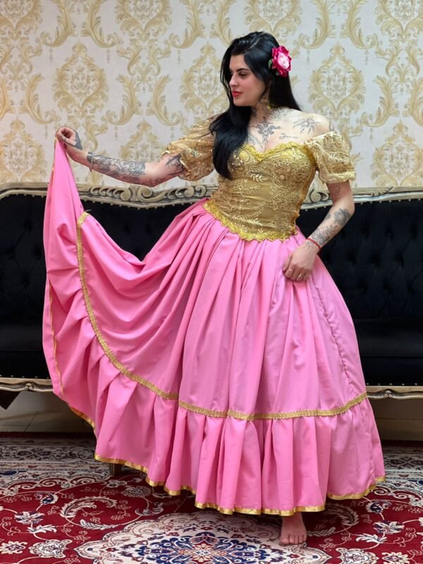 Saia 1 Babado Longa Rosa/Dou 8703