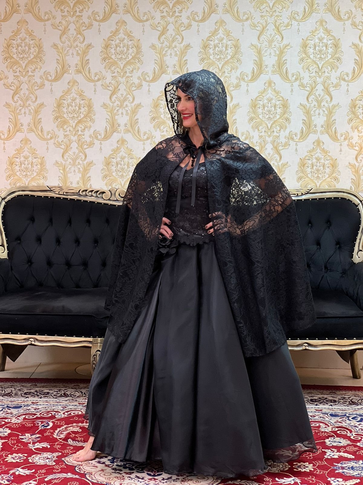 Capa Capuz Renda Preto