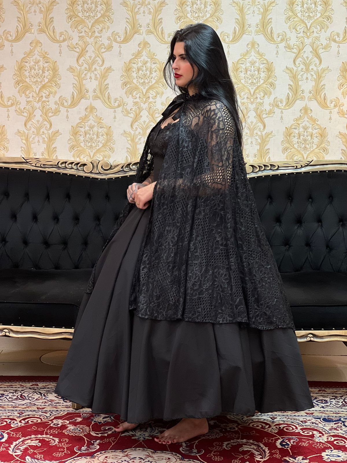 Capa Capuz Renda Preto