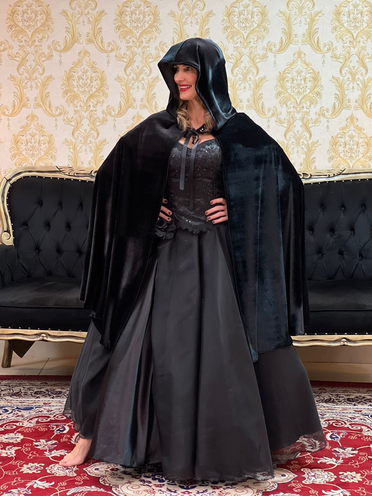 Capa Capuz Veludo Preta 046