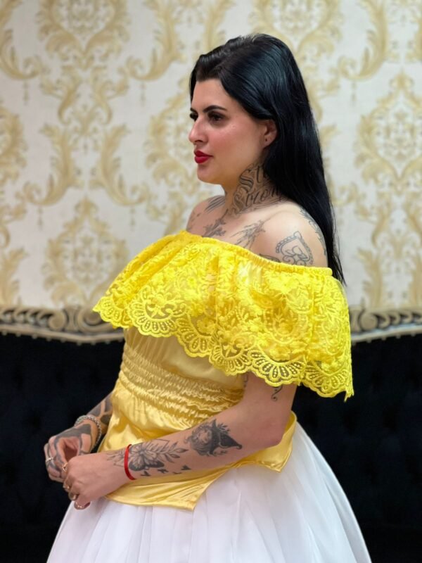 Blusa Babado Bordado Amarelo 309 - Imagem 3