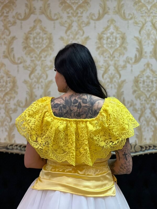 Blusa Babado Bordado Amarelo 309 - Imagem 4