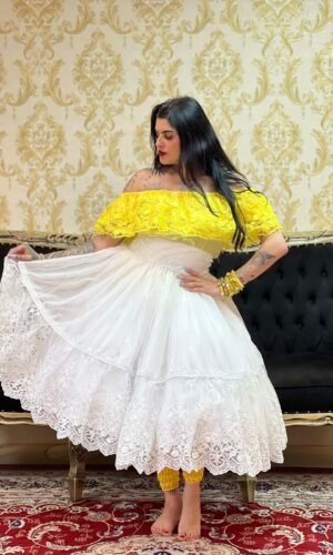 Blusa Babado Bordado Amarelo 309