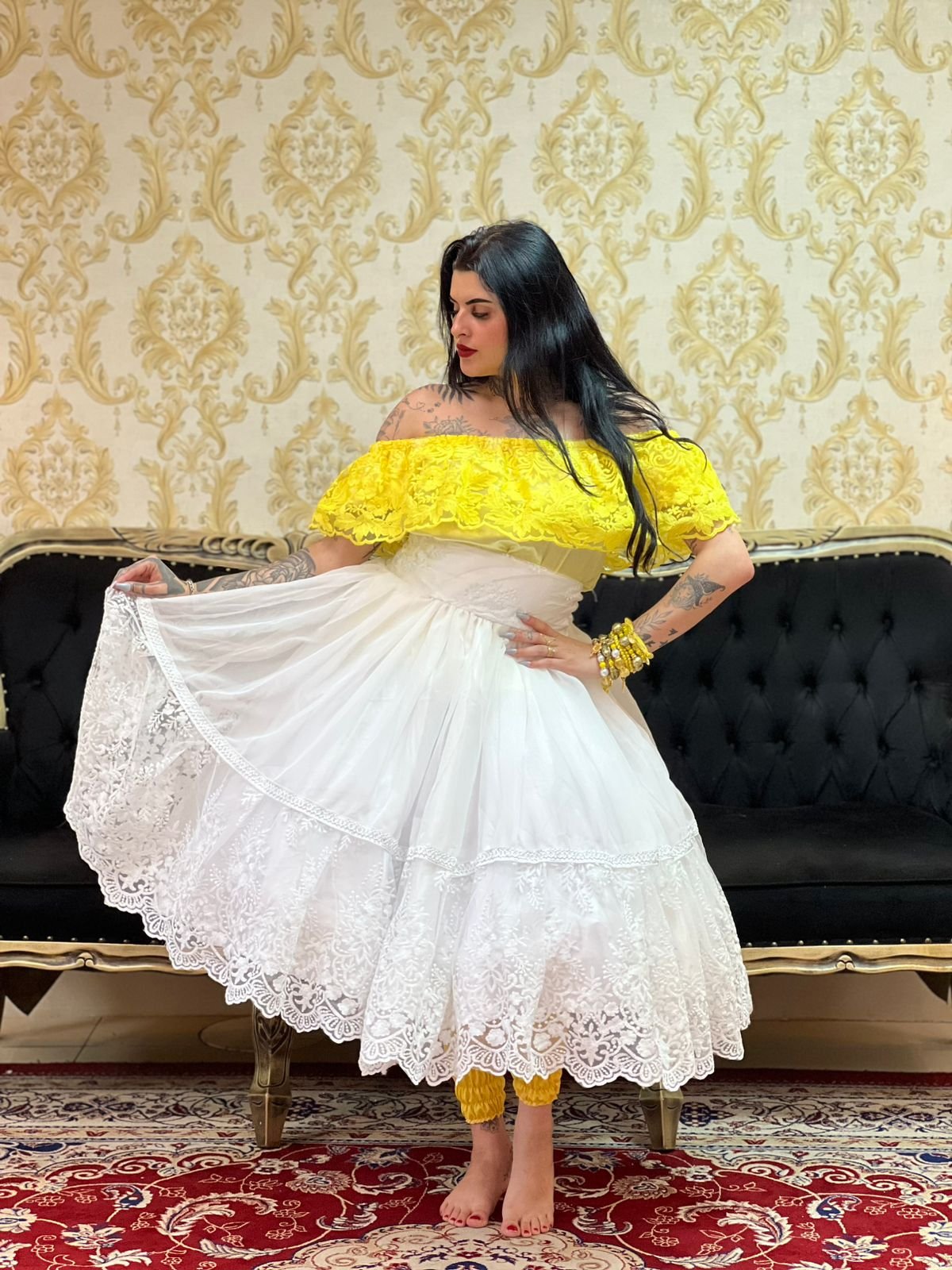 Blusa Babado Bordado Amarelo 309